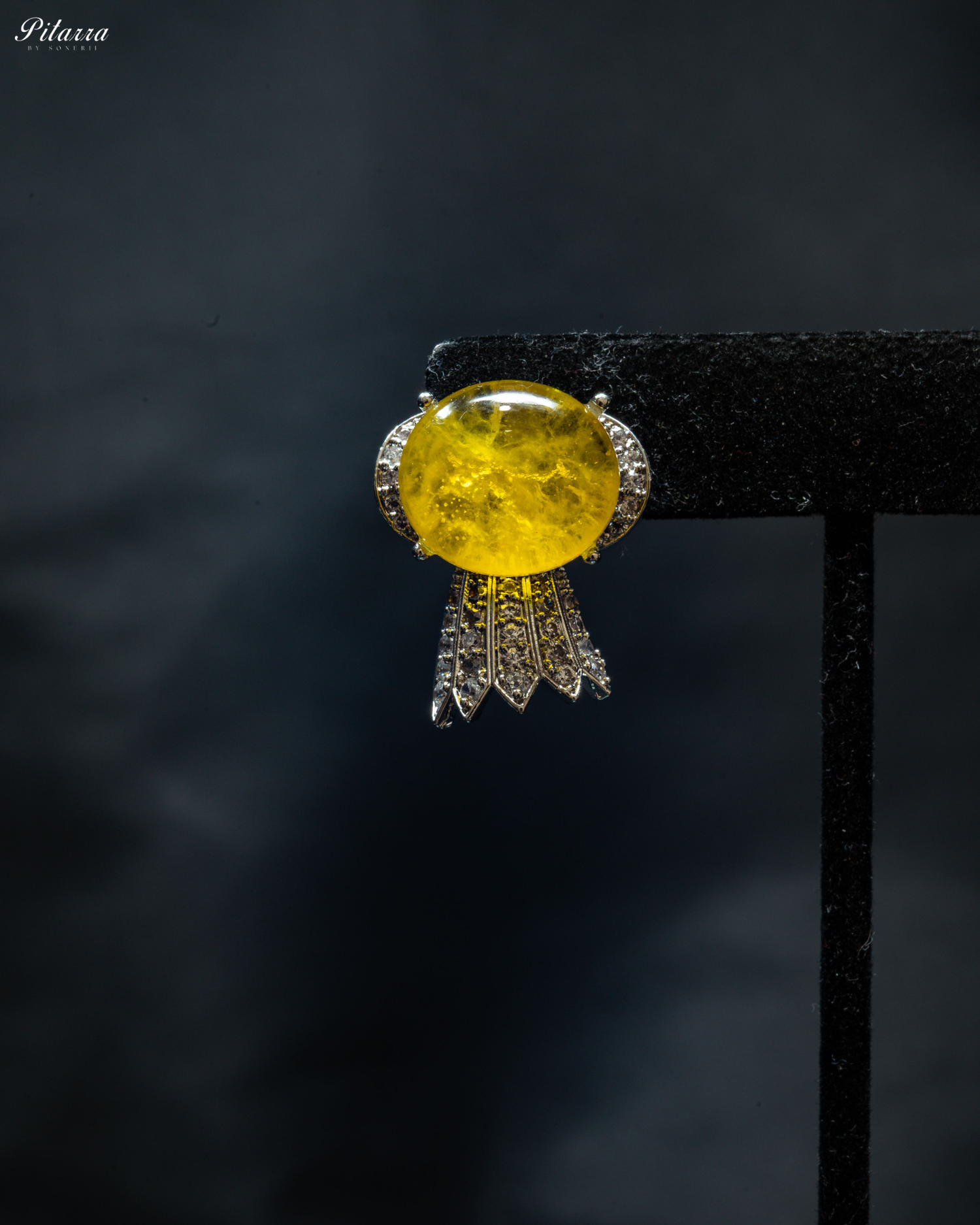 Yellow Single Stone Doublet Necklace Set_Zoom Earrings