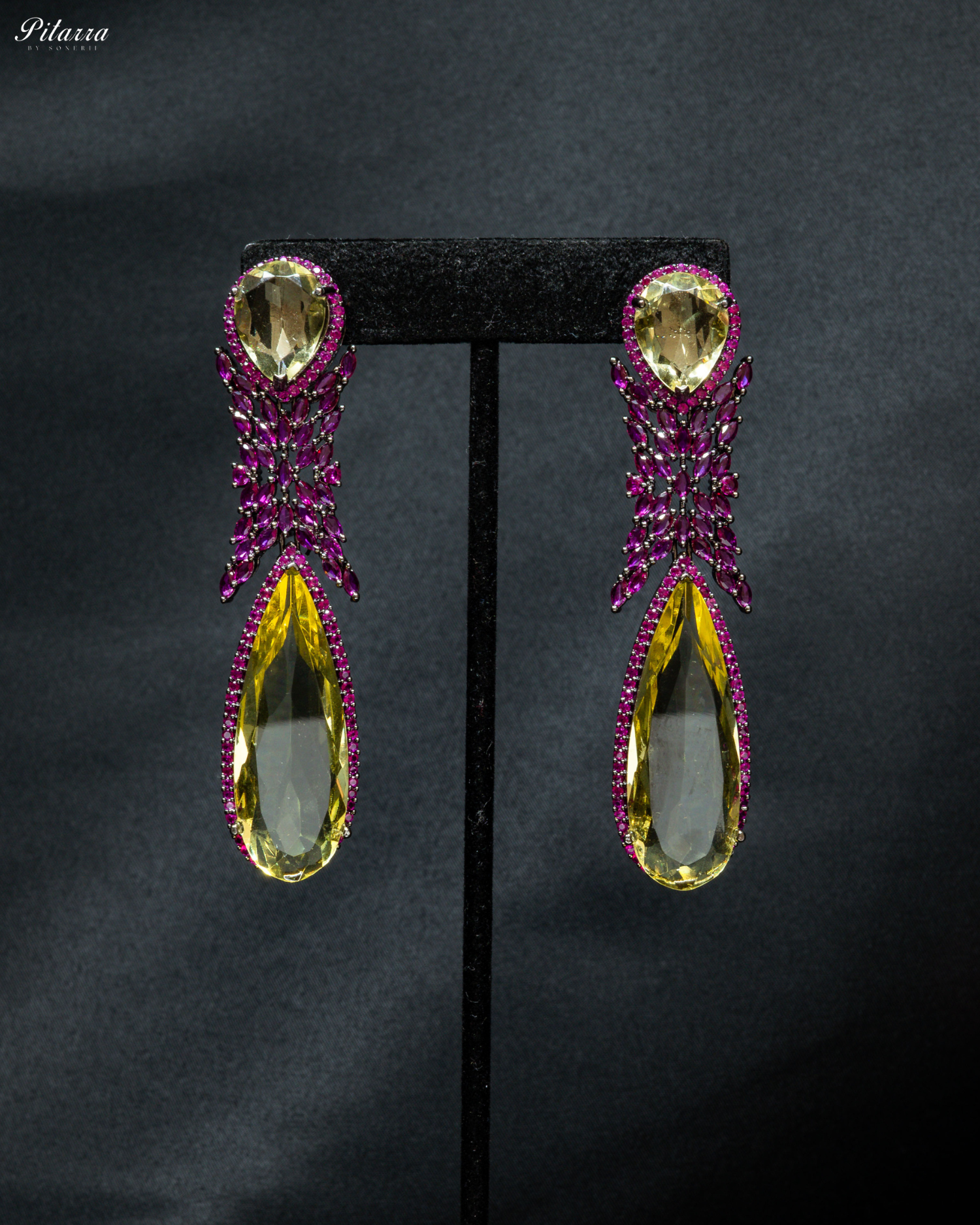 Yellow Stone Contemporary Drop Earrings_Front Image