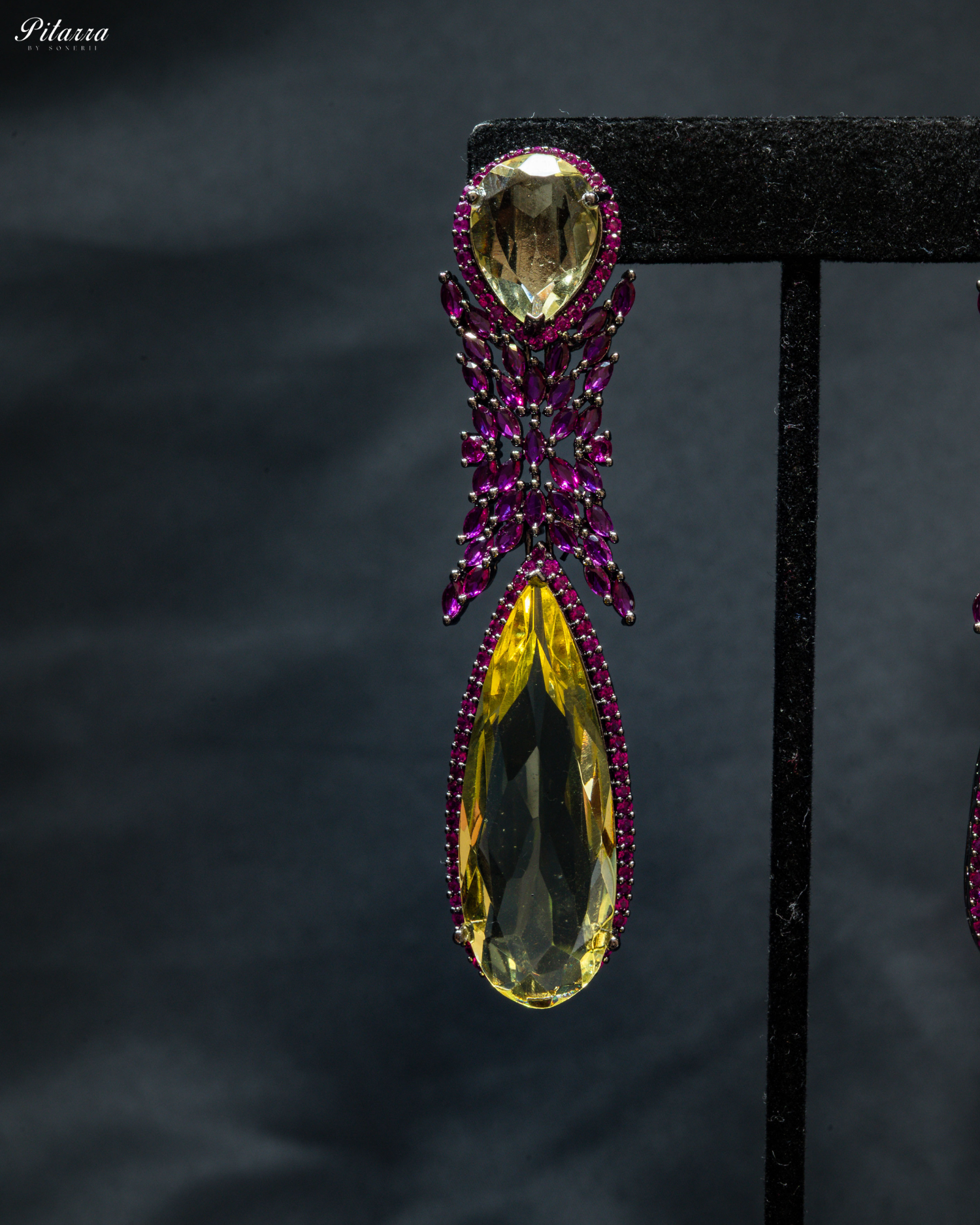 Yellow Stone Contemporary Drop Earrings_Zoom Angle