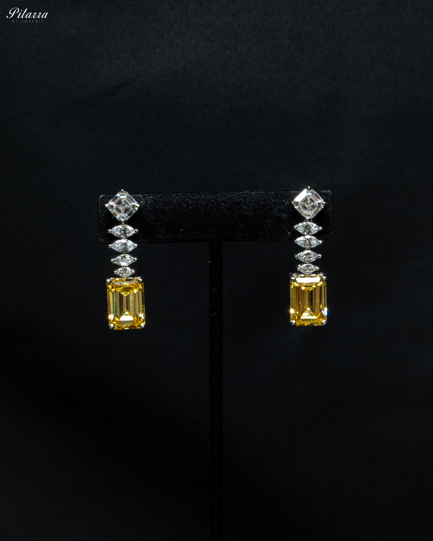 Yellow Stone Cubic Zirconia Pendant Set_Earrings
