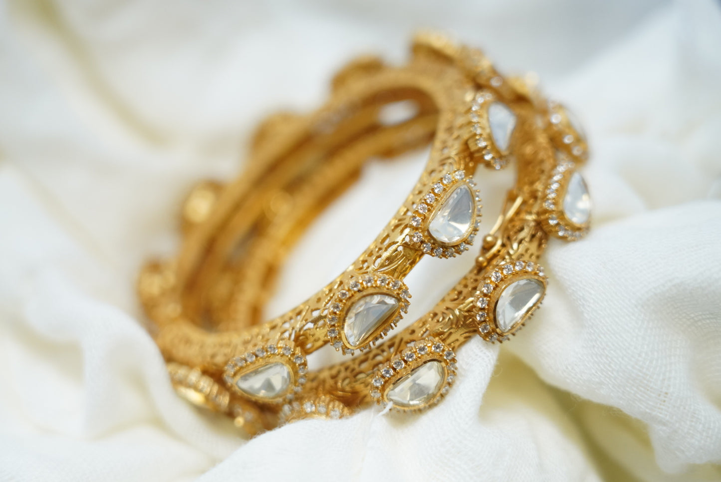 White Stones Gold Plated Bracelet