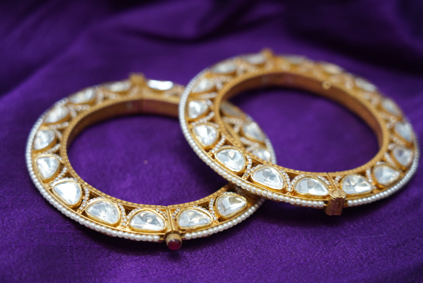 Golden Pacheli Style Kundan & Pearls Bracelet
