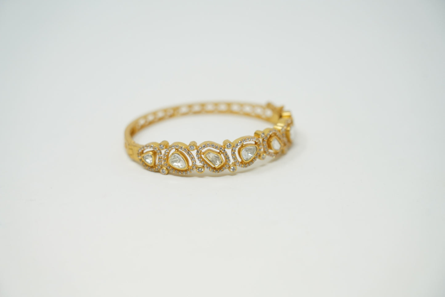 Ethnic Royal White Gems Gold Plated Bracelet