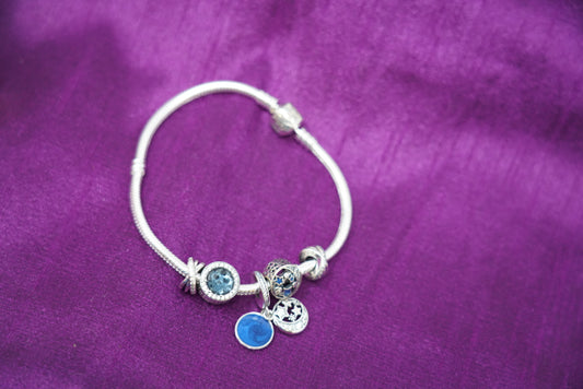 Ethnic Sky Blue Star Moon Beads Bracelet