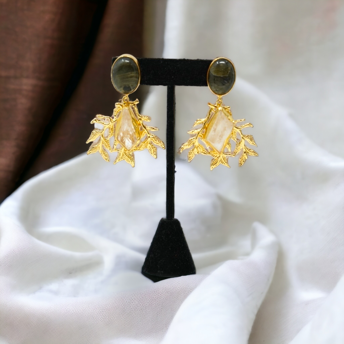 Golden Pearl Studded Earrings