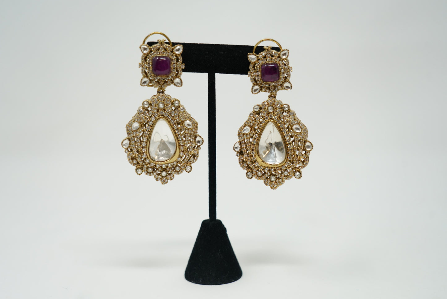 Elegant Gold Plated Polki Earrings