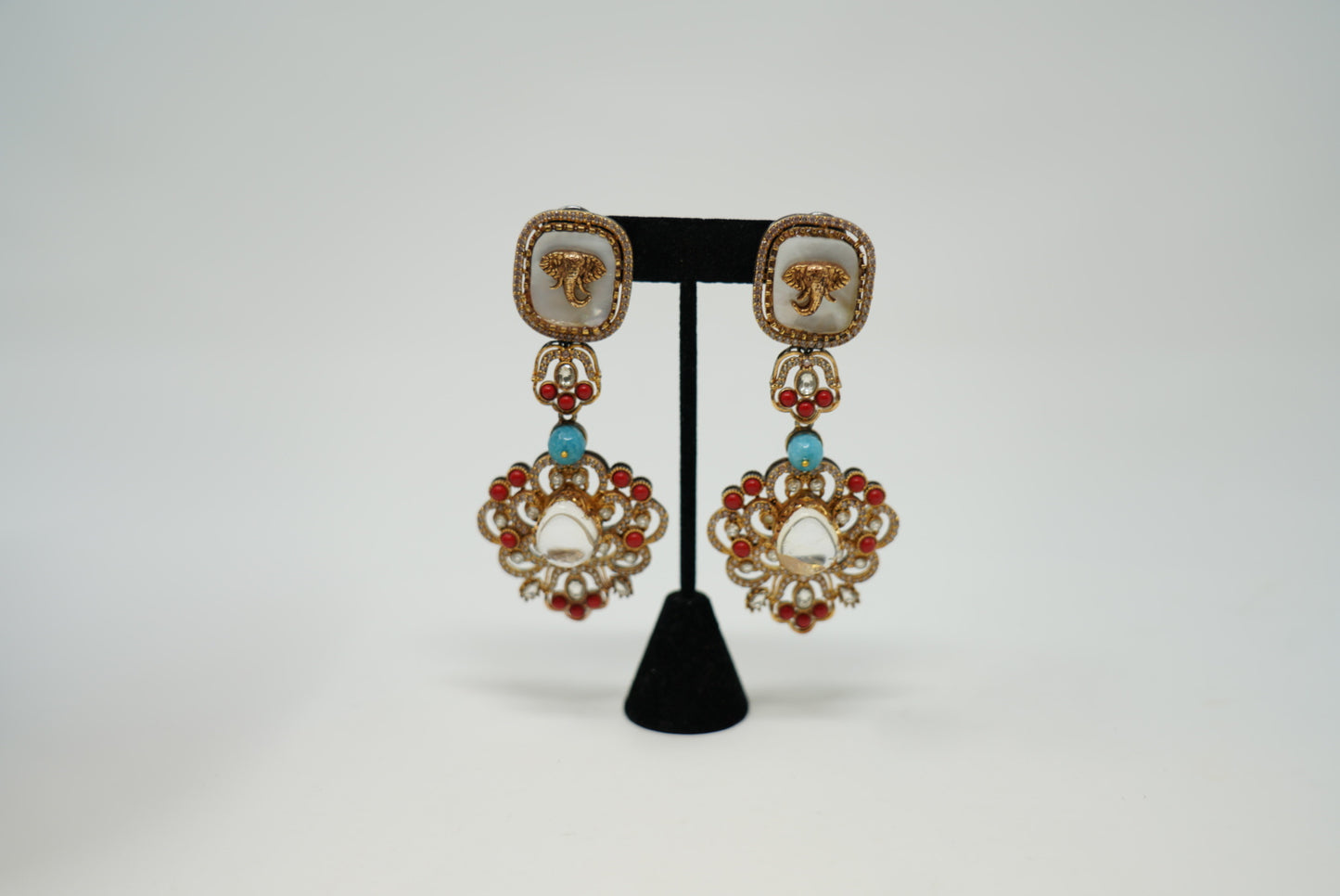 Golden Elegant Print Designer Earrings