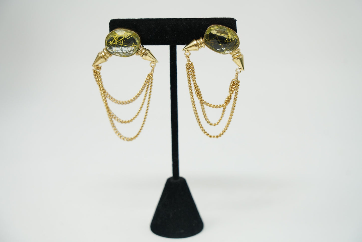 Golden Stone Studded Dangler Earrings