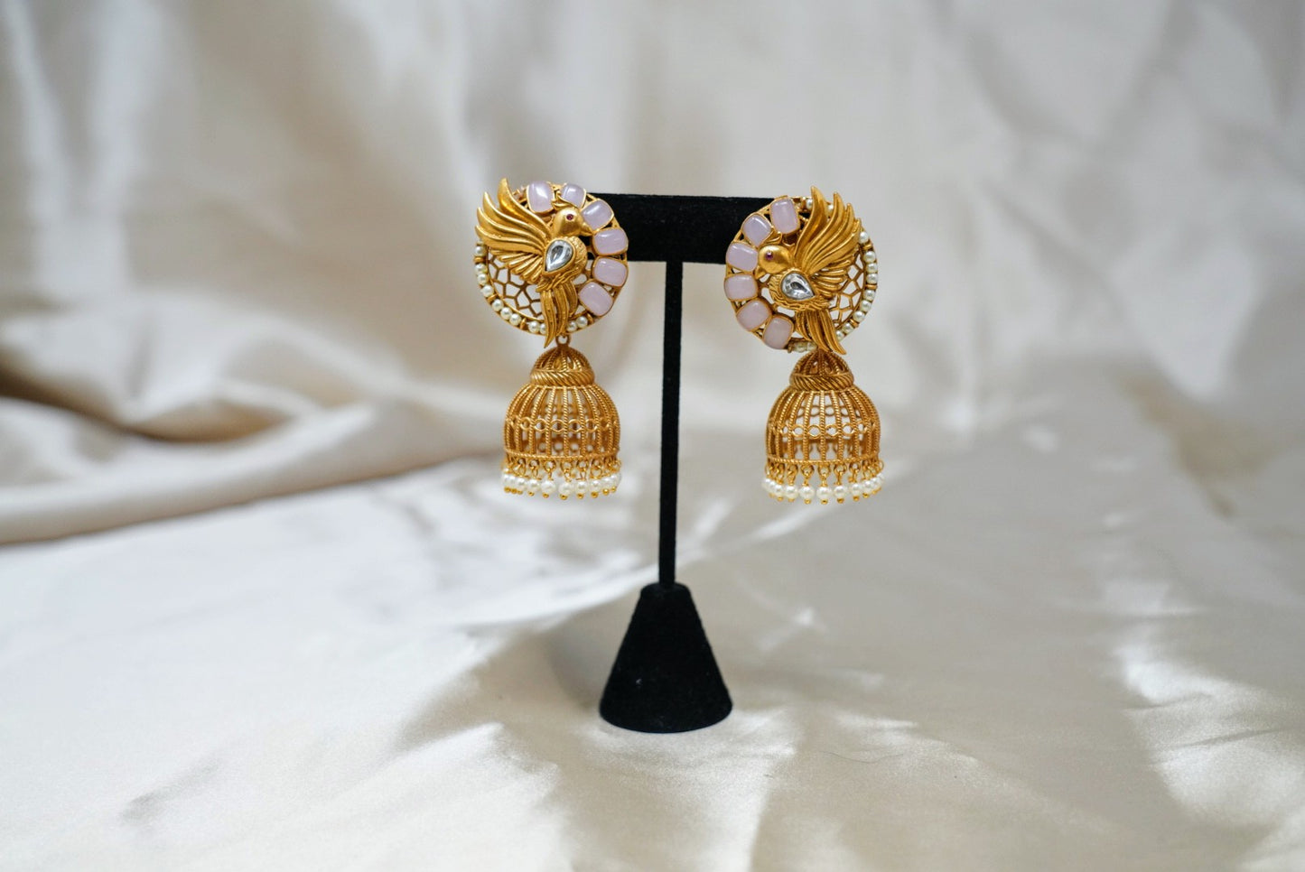 Gold Plated Peacock Pearl Jhumki Earrings
