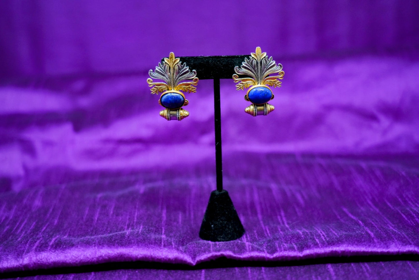 Gold Plated Blue Stone Earrings
