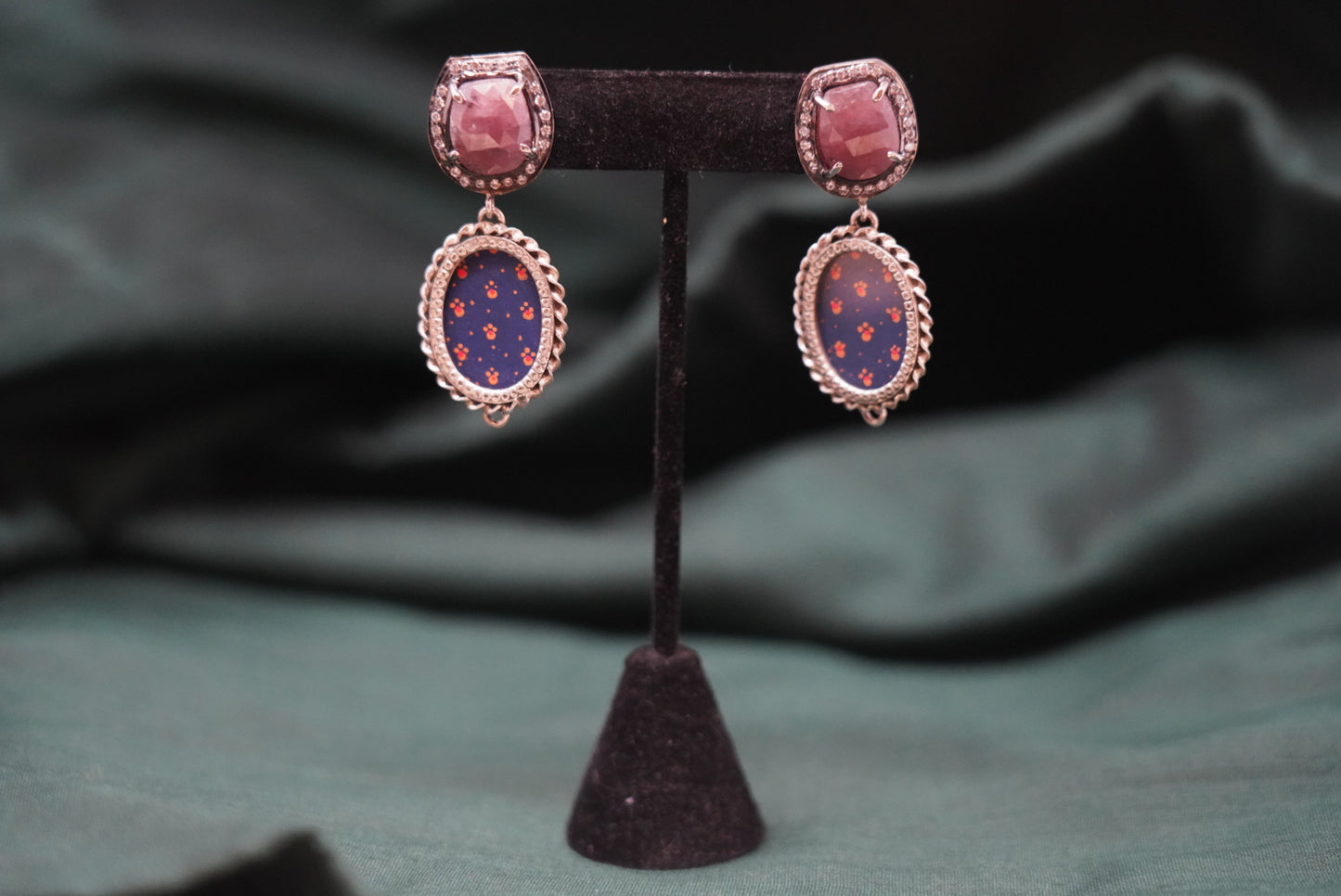 Peach & Purple Stone Dazzling Earrings