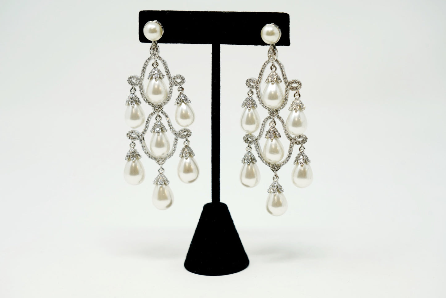 Cultured White Pearl Chandelier Style Earrings