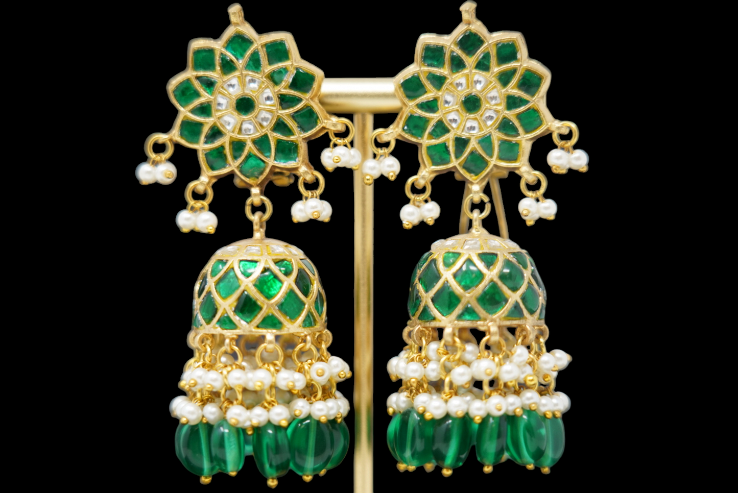 Green Stones Jhumka Earring for Women
