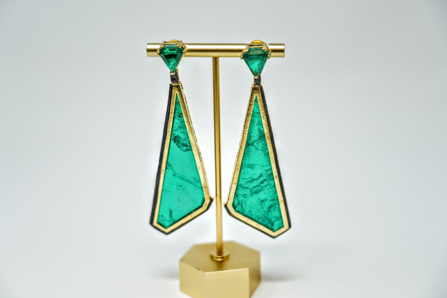 Deep Green Long Emerald Earrings
