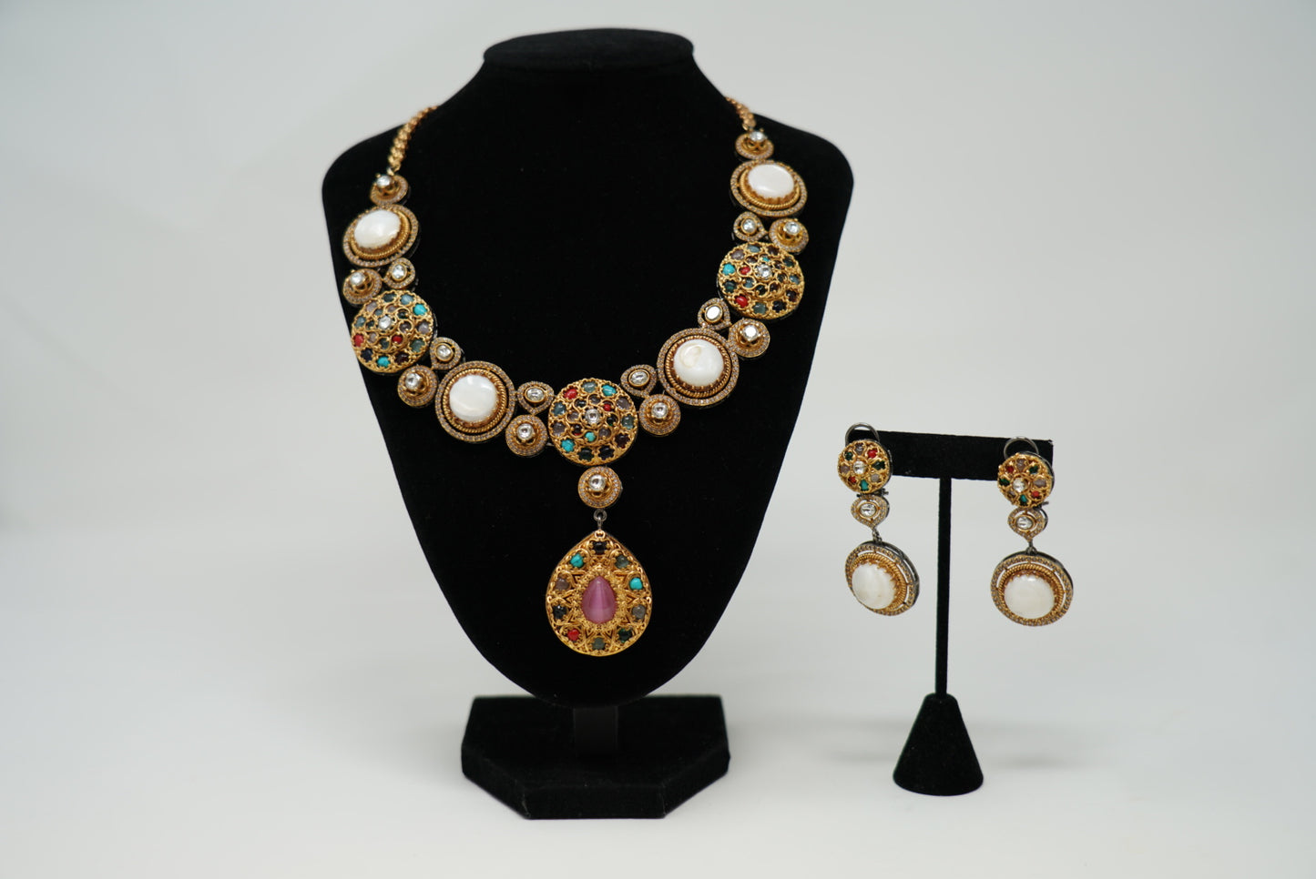 Golden Multi Color Stones Studded Necklace