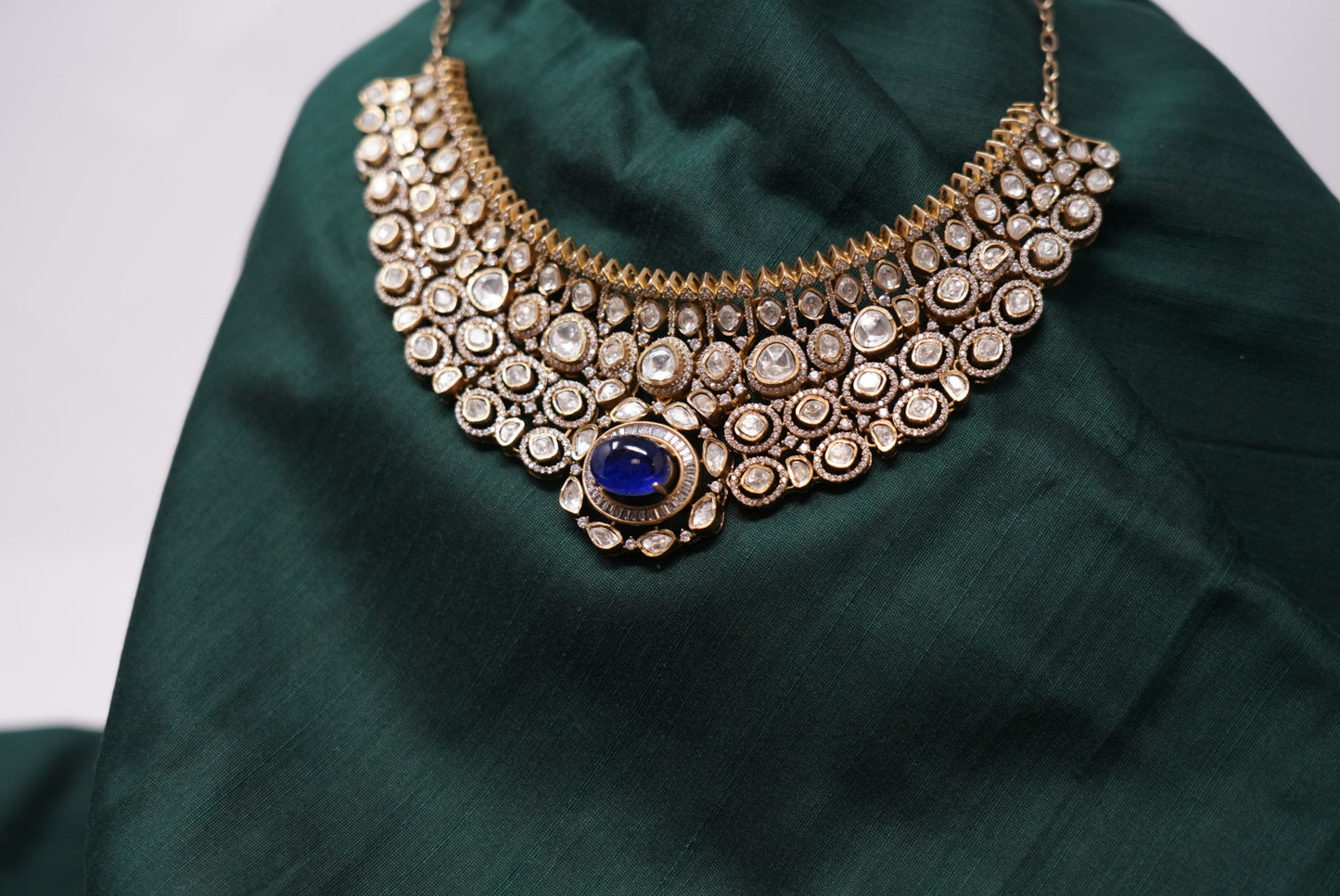 Elegant Gold Finish Kundan & AD Necklace