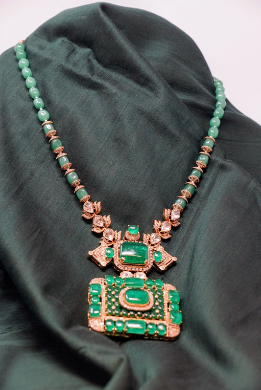 Alloy Gold Plated Green Heavy Necklace