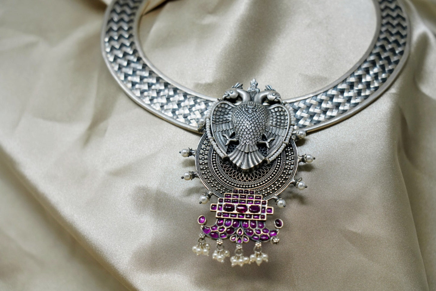 Oxidised Silver Ethnic Choker Necklace