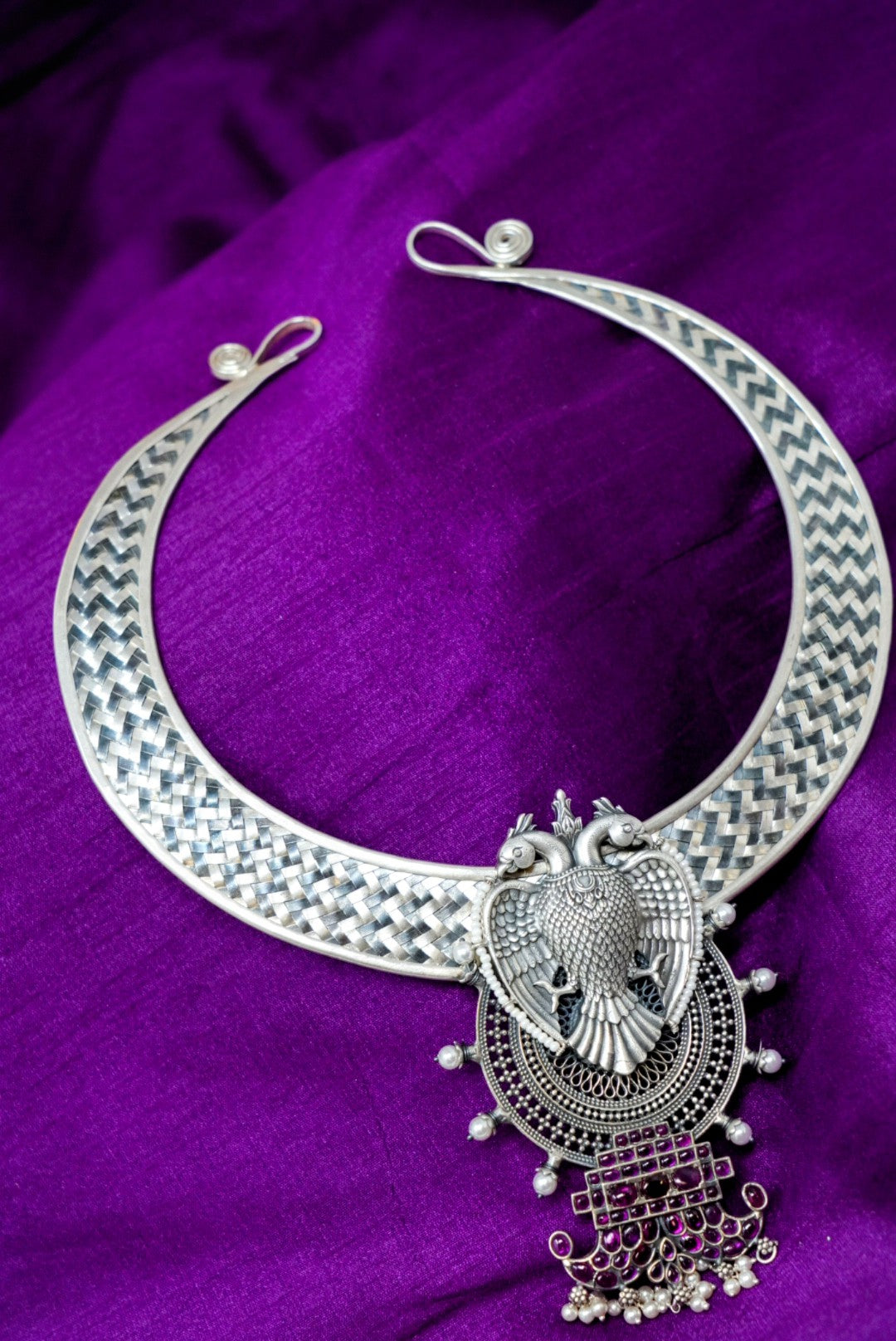 Oxidised Silver Ethnic Choker Necklace
