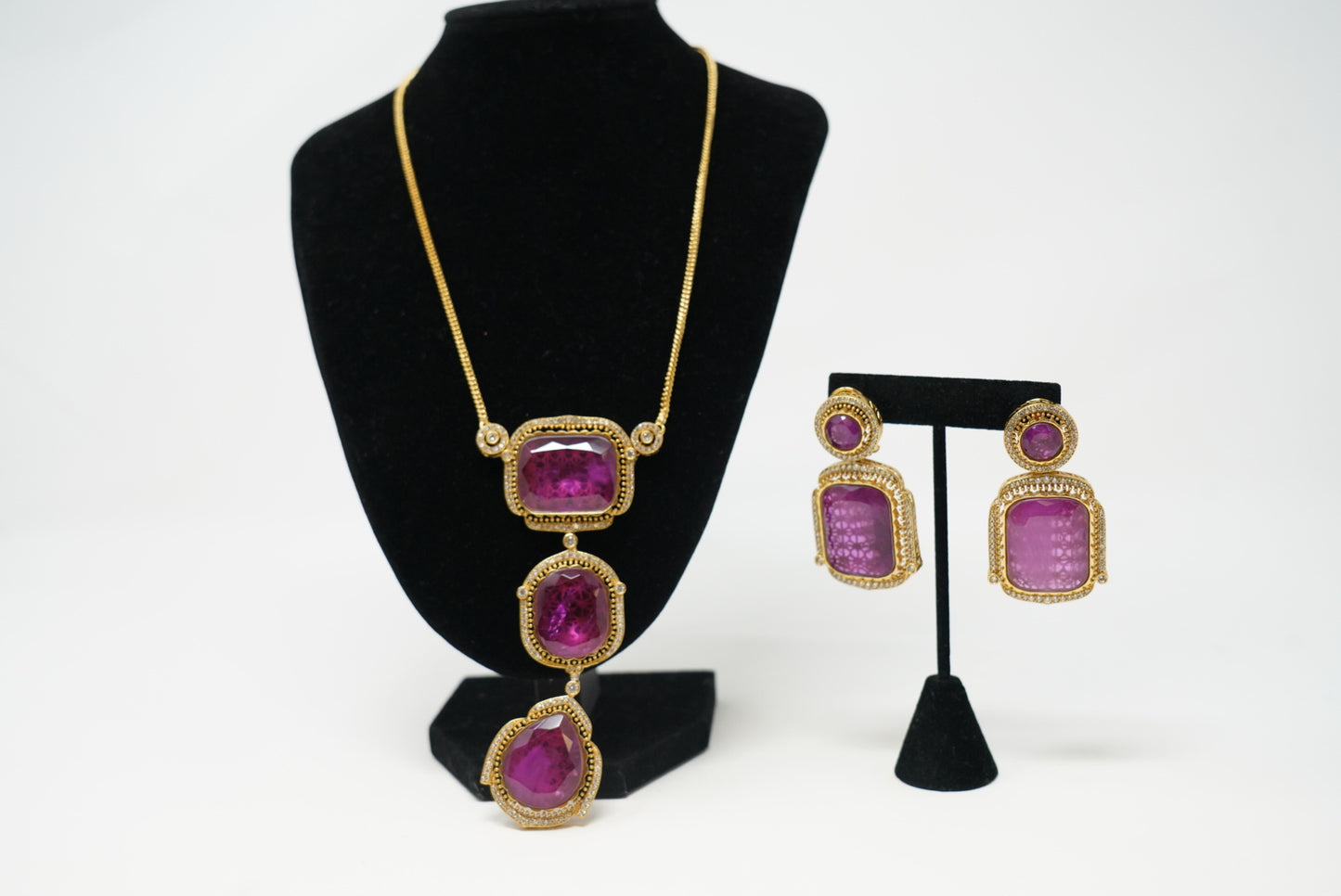Gold Plated Emerald Ruby Doublet Pendant Necklace