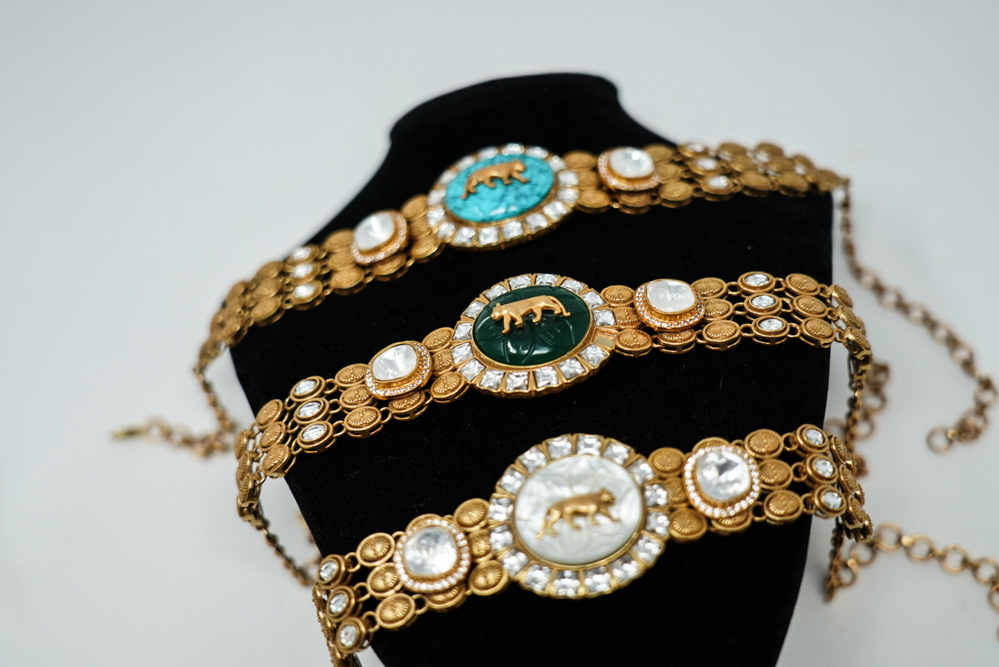 Luxurious Tiger Print Kundan Necklace