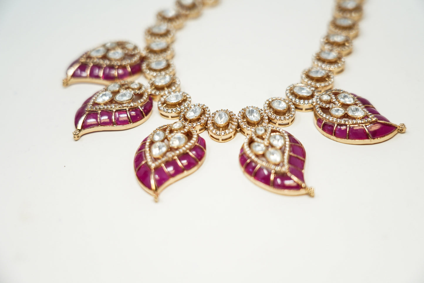 Semi Precious Pink Stones Victorian Necklace